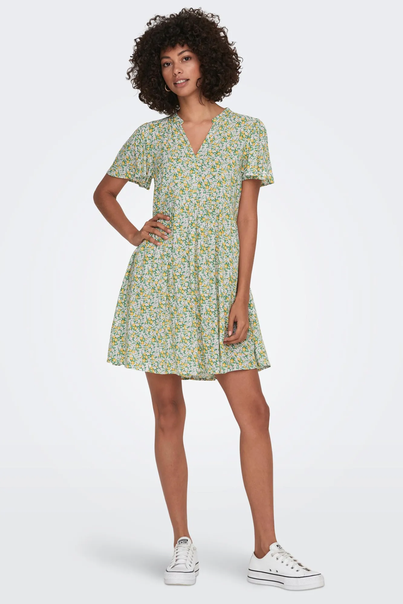 JDY Vestido Corto Manga Corta Blanco