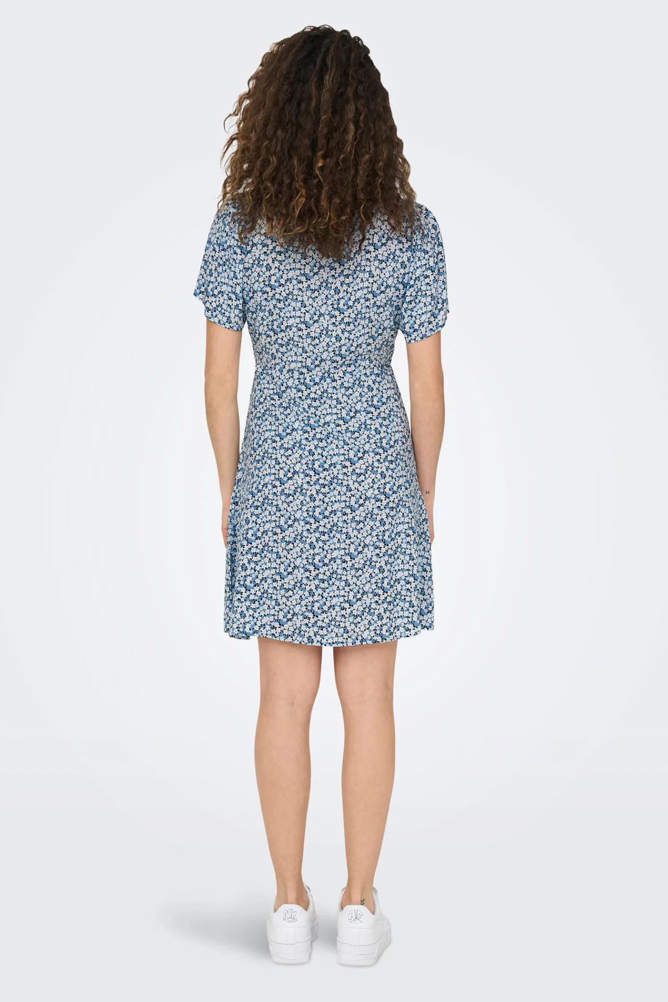 Only Vestido Corto Manga Corta Azul Medio Outlet