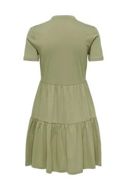 Only Vestido Corto Manga Corta Verde Sale