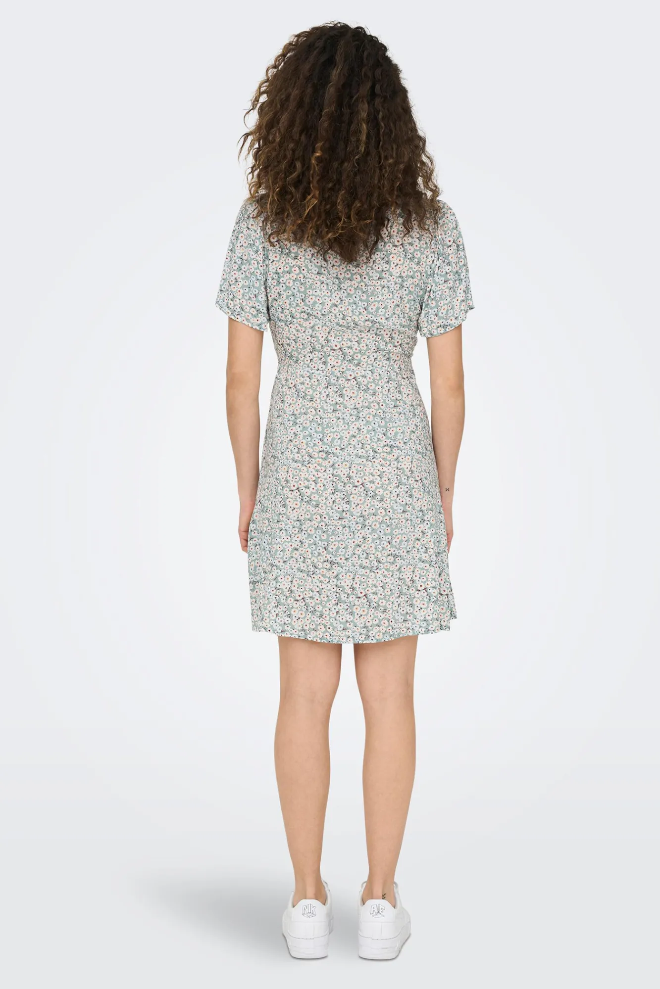 Only Vestido Corto Manga Corta Turquesa Hot
