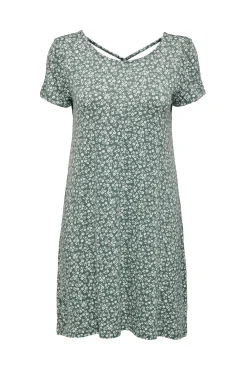 Only Vestido Corto Manga Corta Verde Best