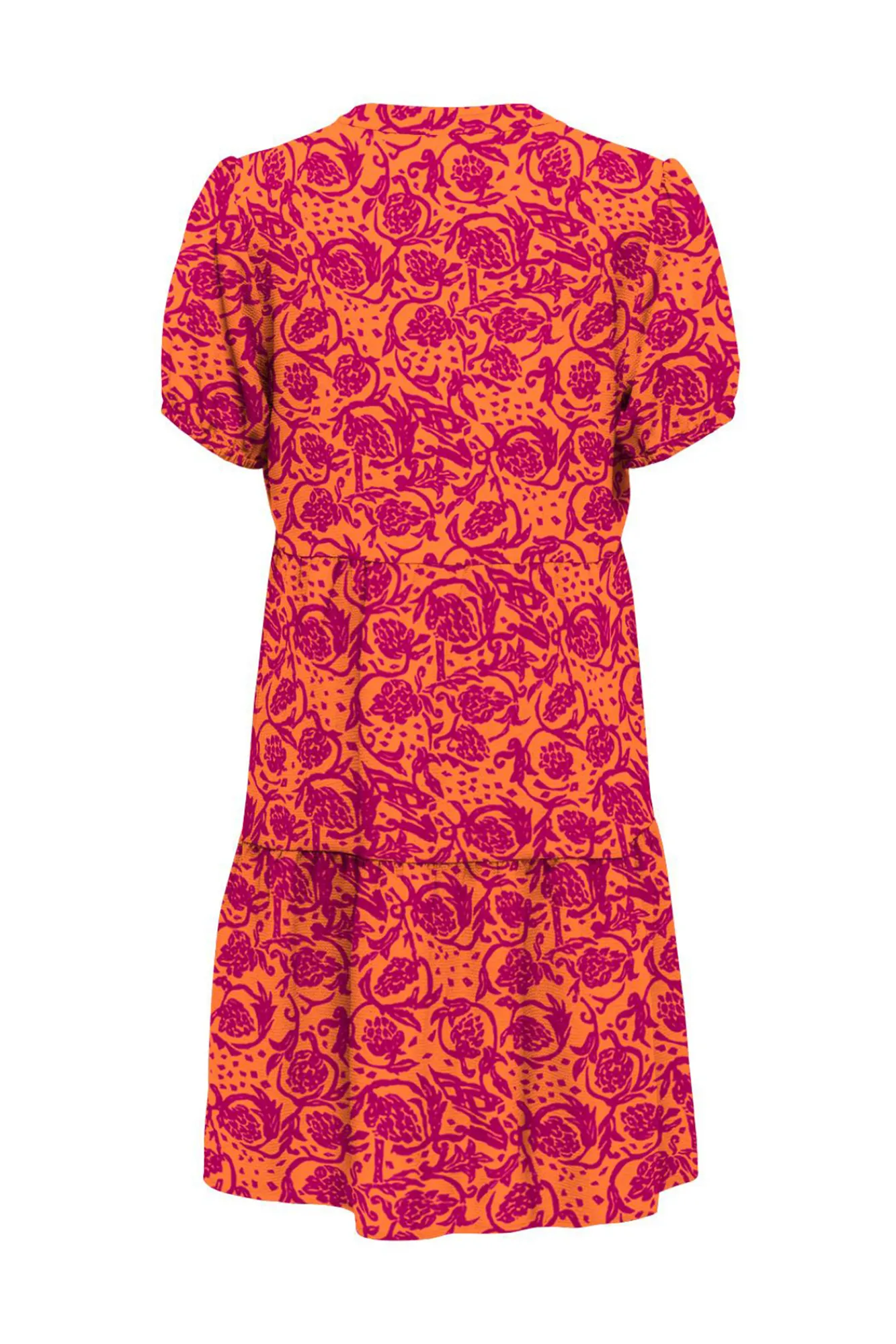 Only Vestido Corto Manga Corta Naranja Outlet