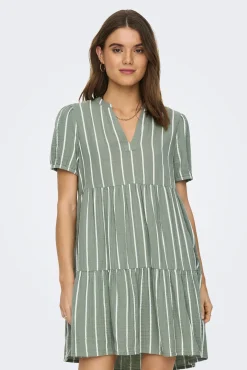 Only Vestido Corto Manga Corta Kaki Claro Discount