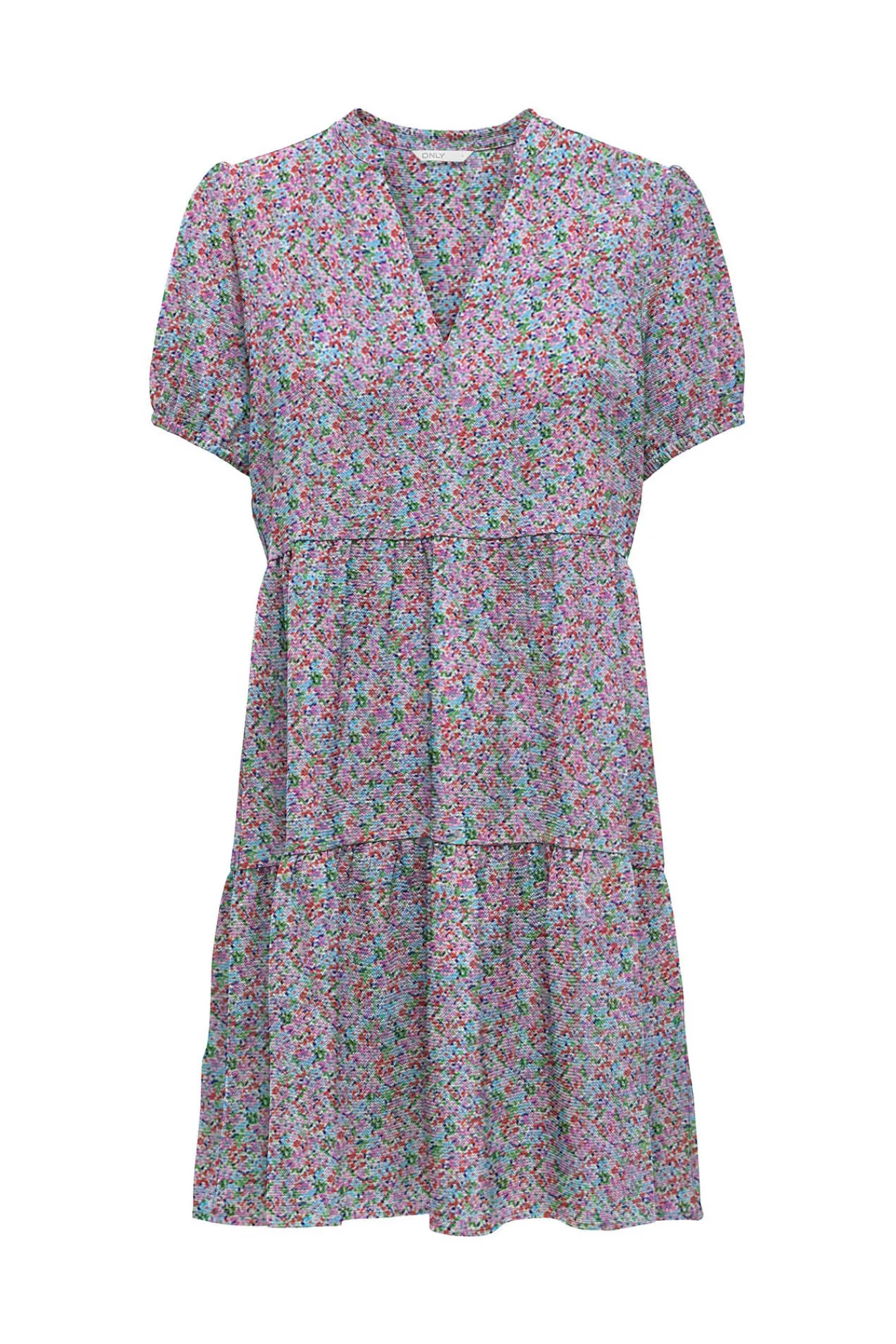Only Vestido Corto Manga Corta Azul Medio Best