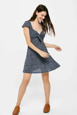 * Vestido Corto Nudo Escote Navy Sale