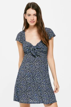 * Vestido Corto Nudo Escote Navy Sale