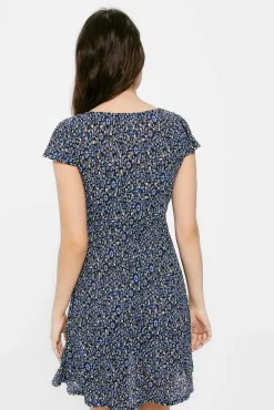 * Vestido Corto Nudo Escote Navy Sale