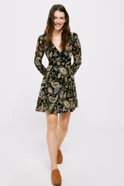 * Vestido Corto Paisley Negro Online
