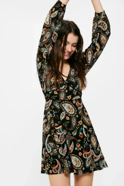* Vestido Corto Paisley Negro Online