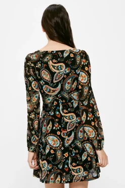 * Vestido Corto Paisley Negro Online