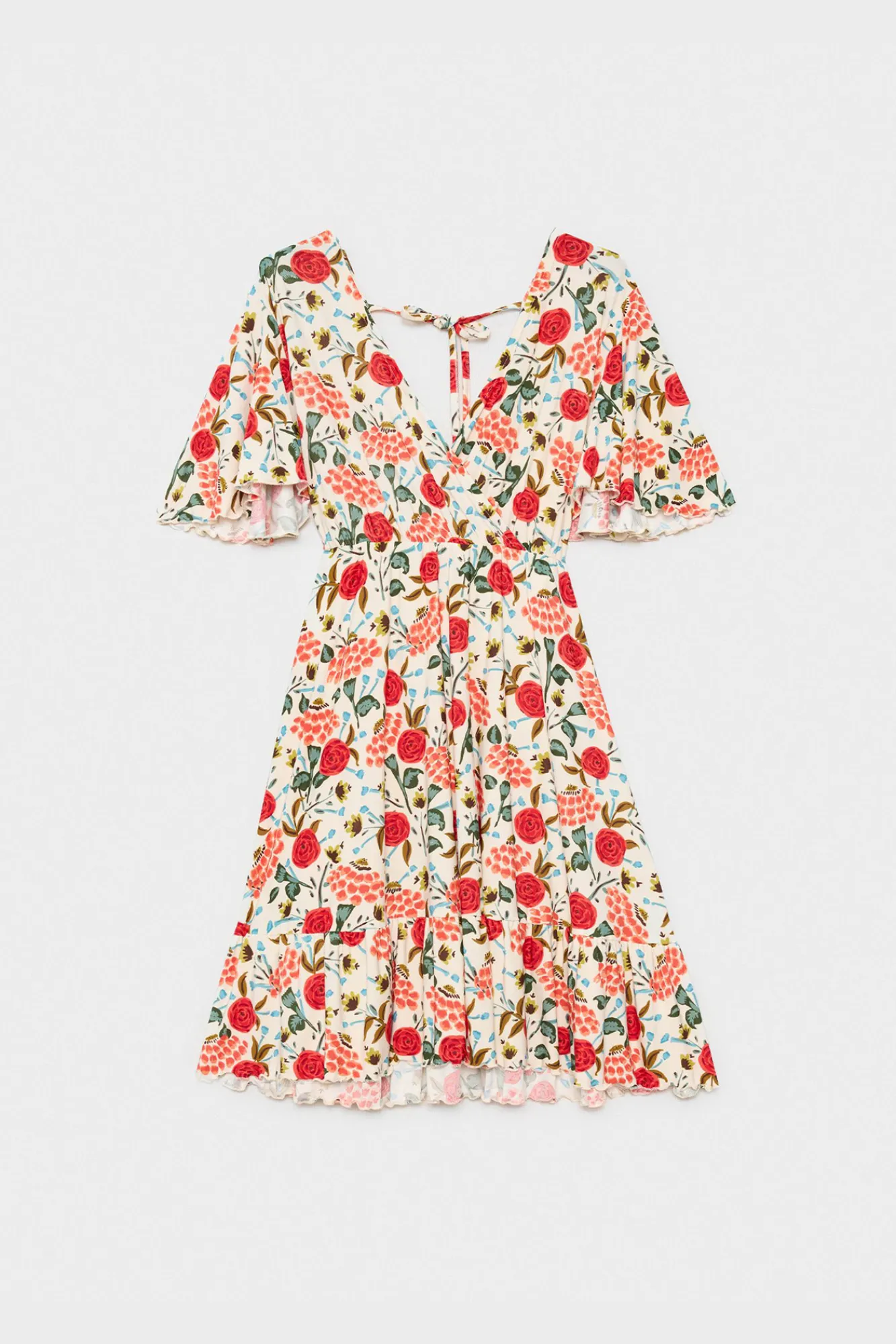 Inside Vestido Corto Print Escote Cru Rojo New