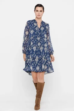 Cortefiel Vestido Corto Reciclado Estampado Azul Hot