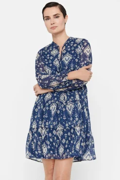 Cortefiel Vestido Corto Reciclado Estampado Azul Hot