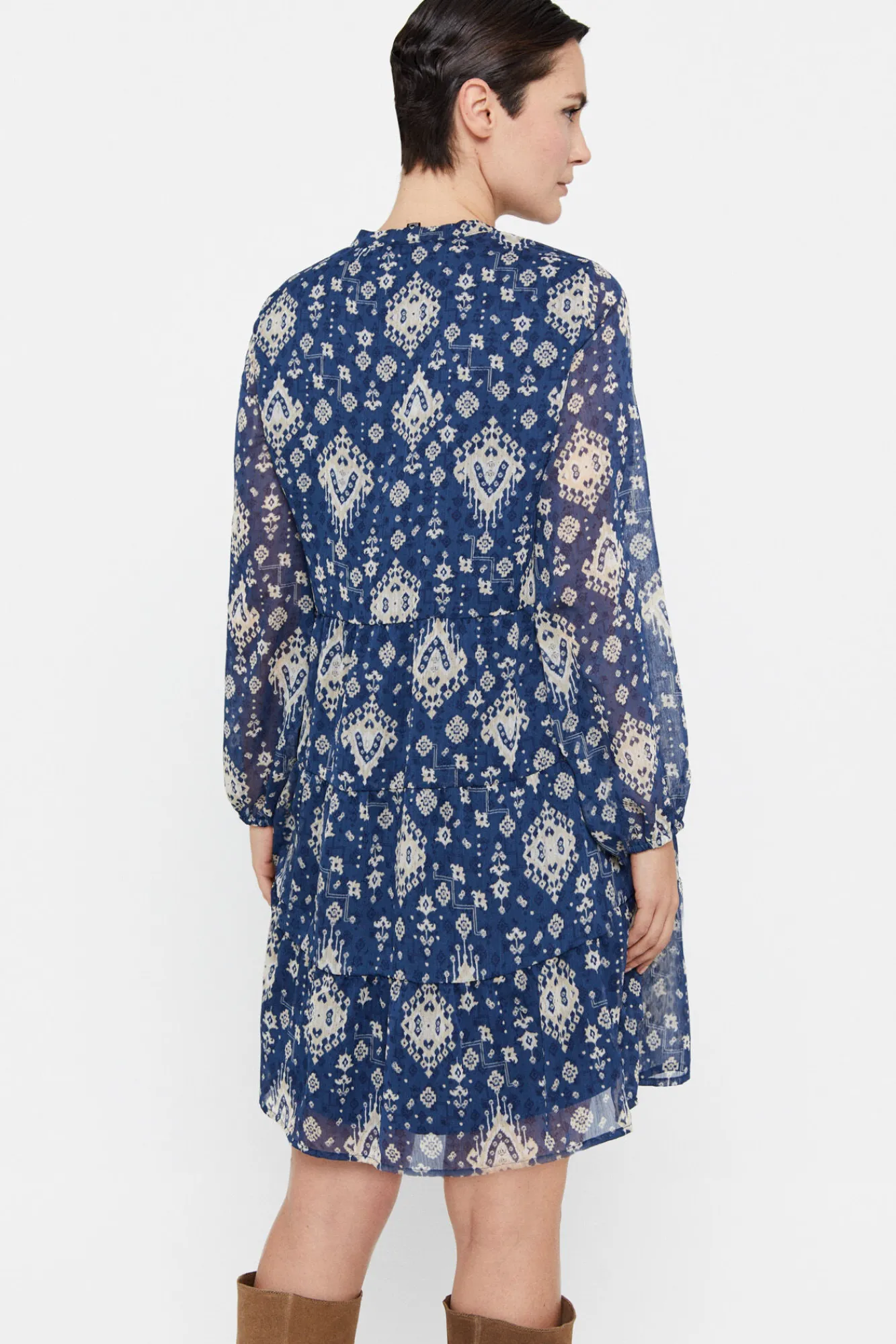 Cortefiel Vestido Corto Reciclado Estampado Azul Hot