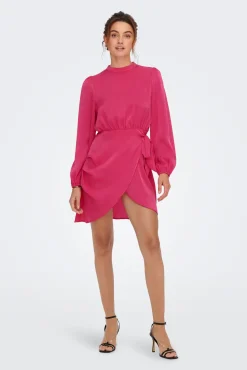 Only Vestido Corto Satinado Rosa Online