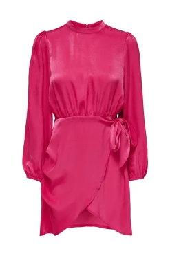 Only Vestido Corto Satinado Rosa Online