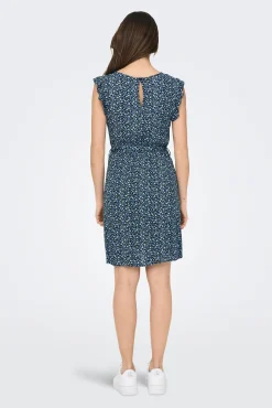 Only Vestido Corto Sin Mangas Azul Medio Hot