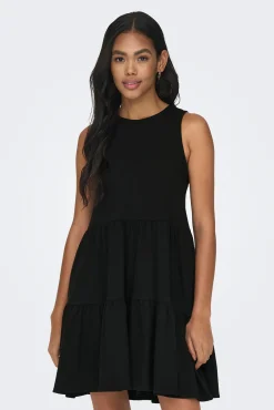 Only Vestido Corto Sin Mangas Negro Discount