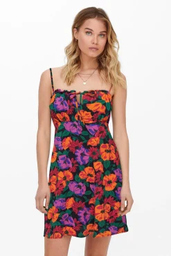 Only Vestido Corto Tirantes Naranja Hot