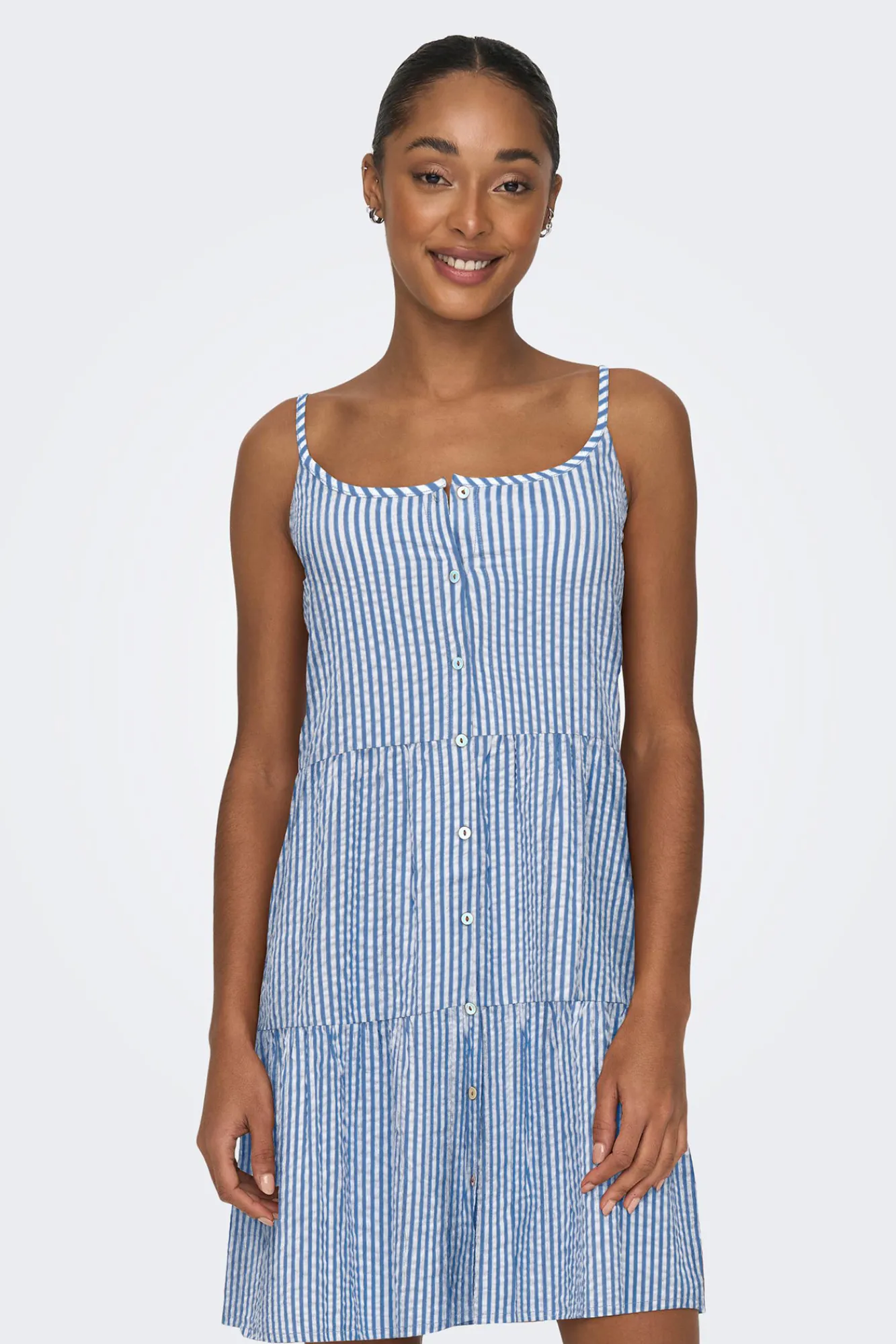 Only Vestido Corto Tirantes Azul Medio Sale