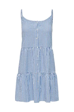 Only Vestido Corto Tirantes Azul Medio Sale