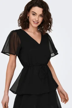 JDY Vestido Corto Volantes Negro Hot