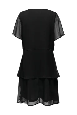 JDY Vestido Corto Volantes Negro Hot