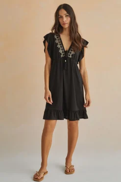 Women'secret Vestido Corto Volantes Negro Outlet
