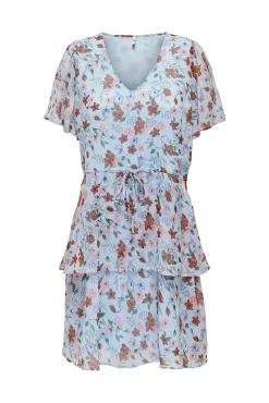 JDY Vestido Corto Volantes Verde Hot
