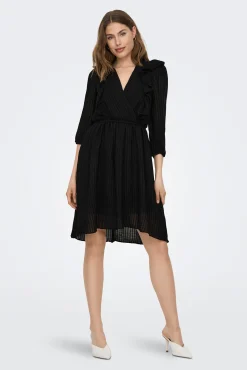 Only Vestido Corto Volantes Negro Sale