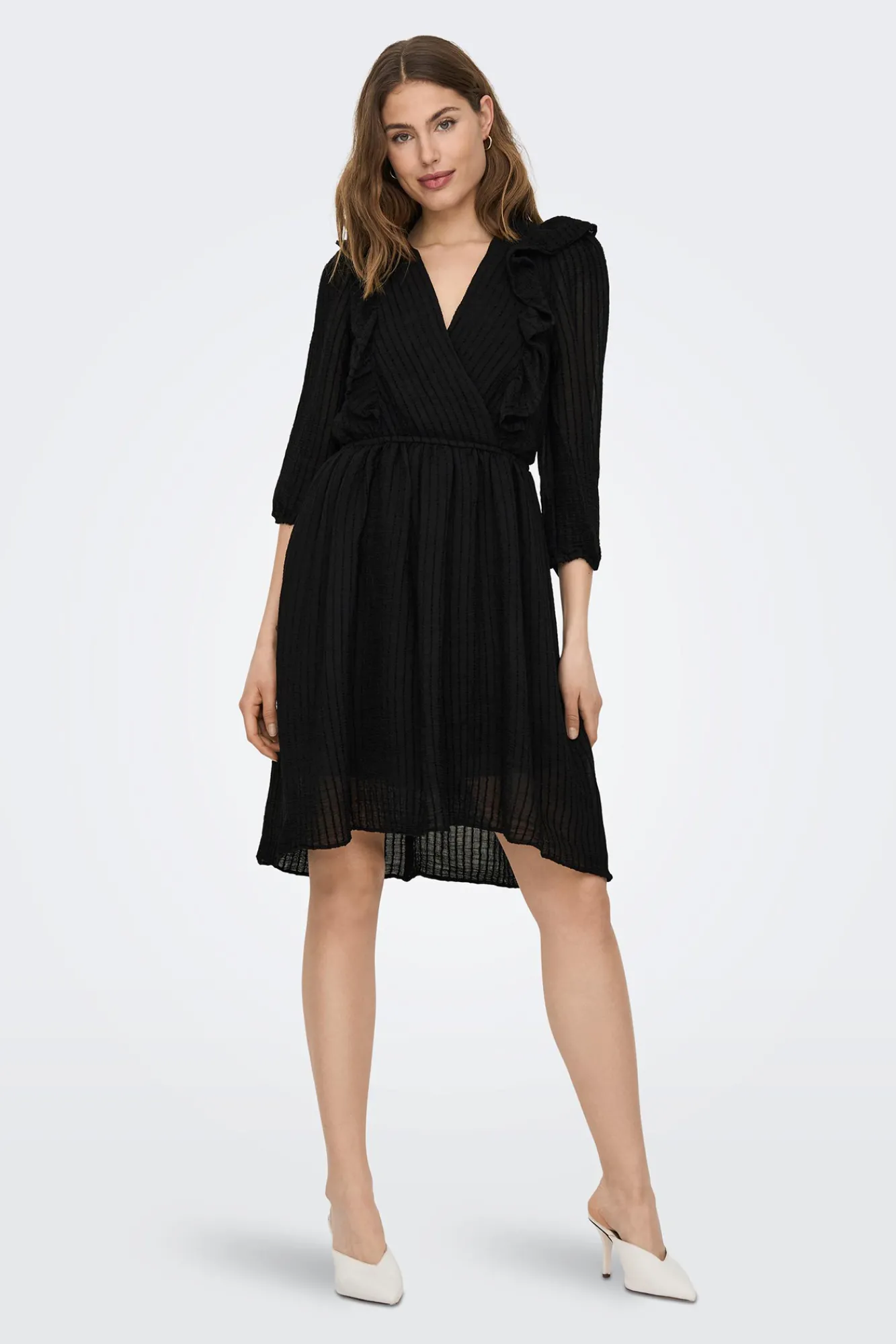 Only Vestido Corto Volantes Negro Sale