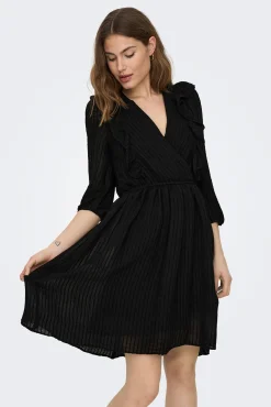 Only Vestido Corto Volantes Negro Sale