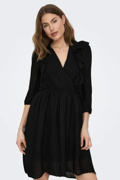 Only Vestido Corto Volantes Negro Sale