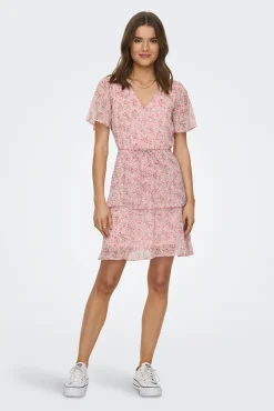 JDY Vestido Corto Volantes Rosa Sale
