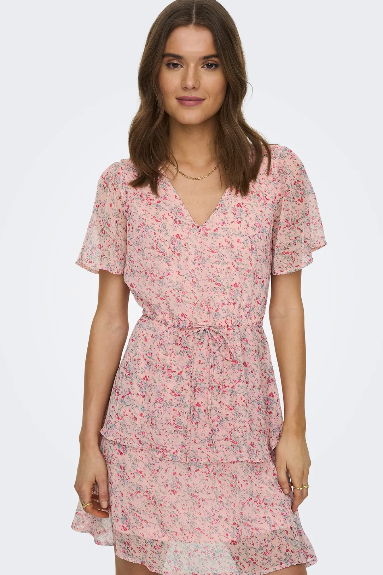 JDY Vestido Corto Volantes Rosa Sale