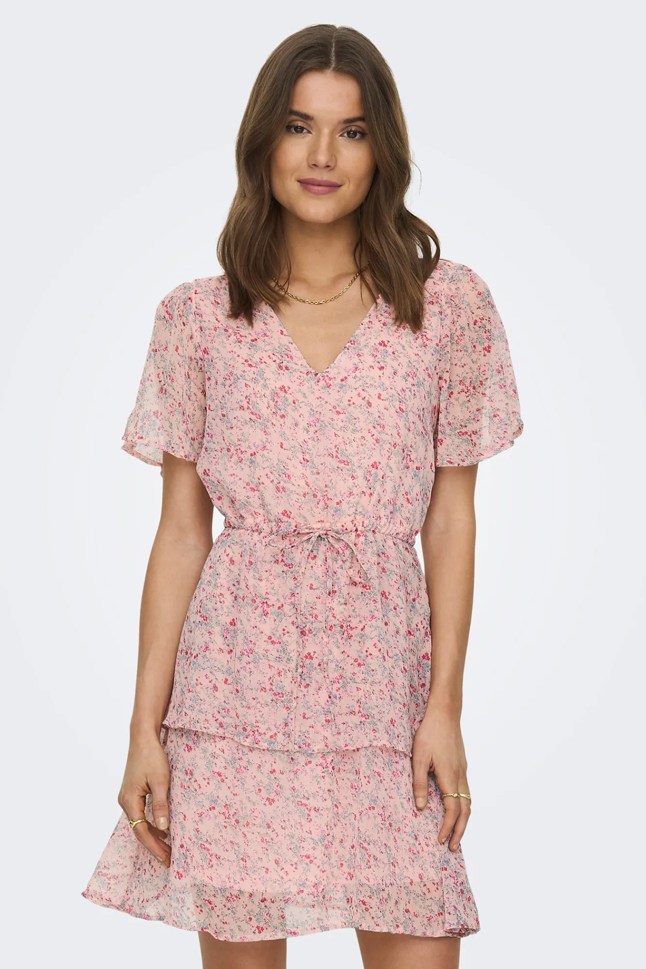 JDY Vestido Corto Volantes Rosa Sale
