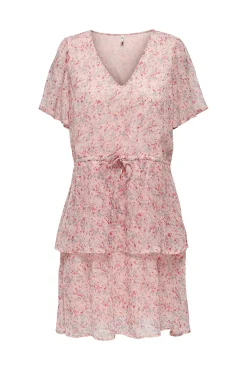 JDY Vestido Corto Volantes Rosa Sale