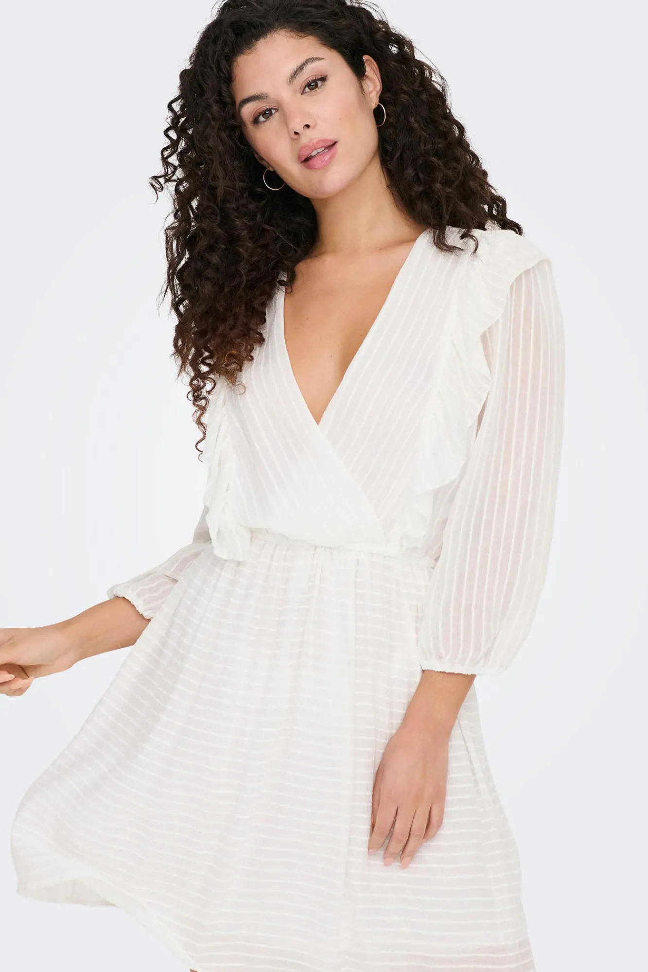 Only Vestido Corto Volantes Blanco Sale