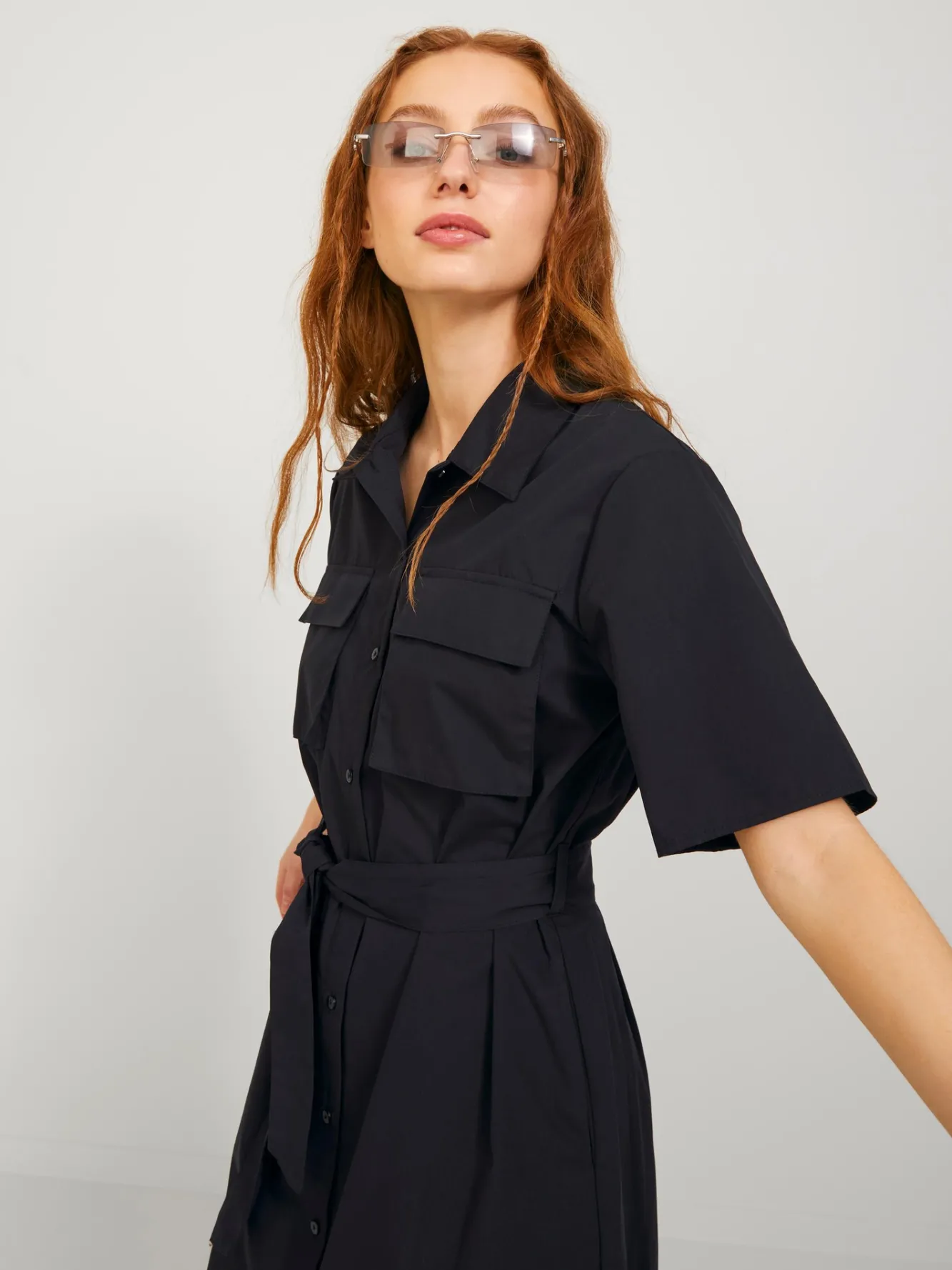 Jack & Jones Vestido Corto Y De Manga Corta Negro Hot