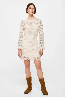 * Vestido Crochet Escote Espalda Marron