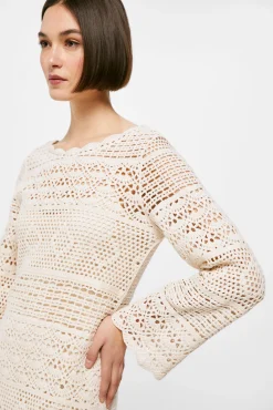 * Vestido Crochet Escote Espalda Marron