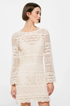 * Vestido Crochet Escote Espalda Marron