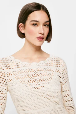 * Vestido Crochet Escote Espalda Marron