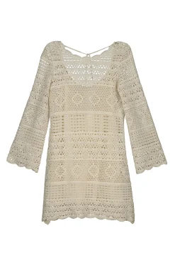 * Vestido Crochet Escote Espalda Marron