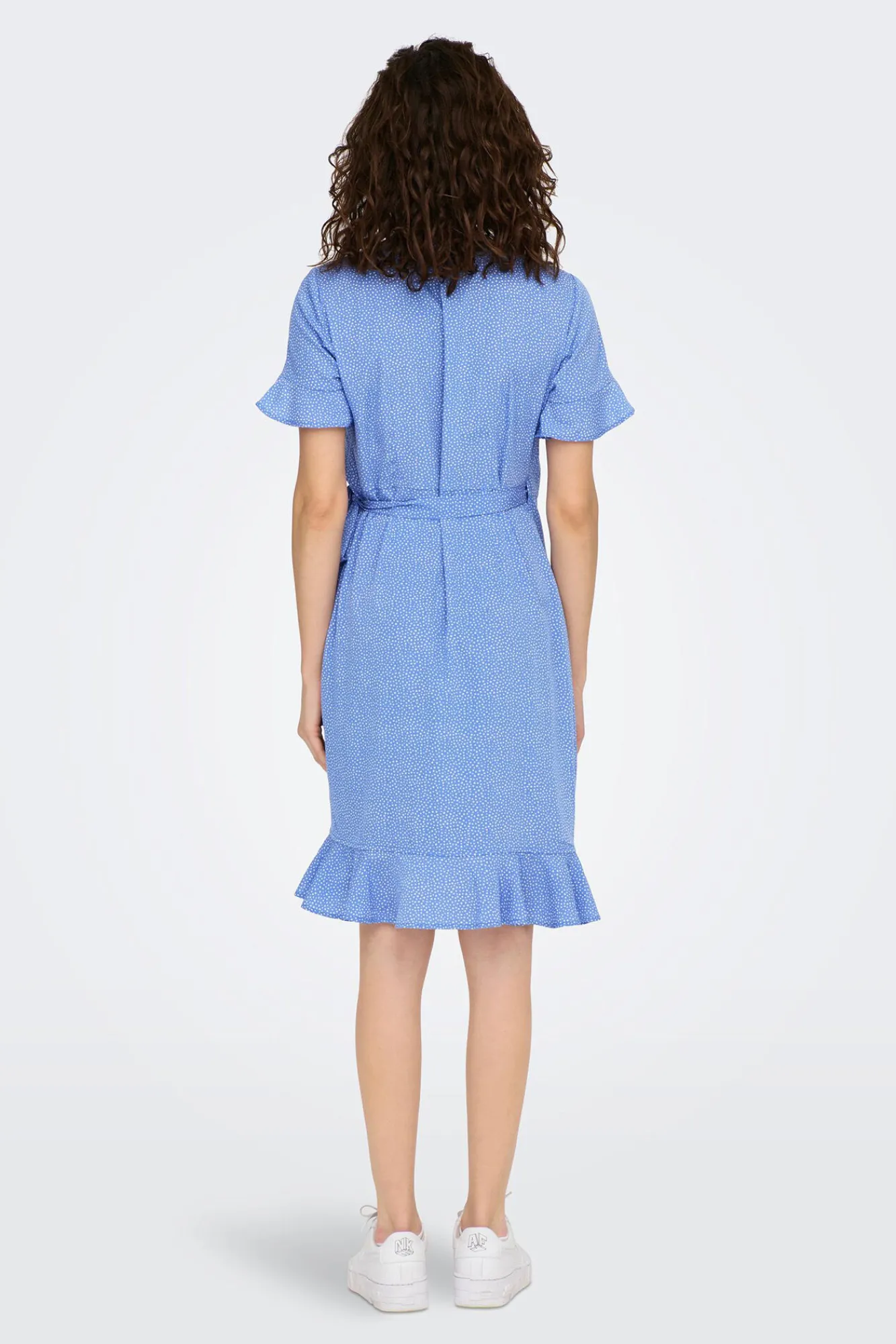 Only Vestido Cruzado Azul Medio Sale