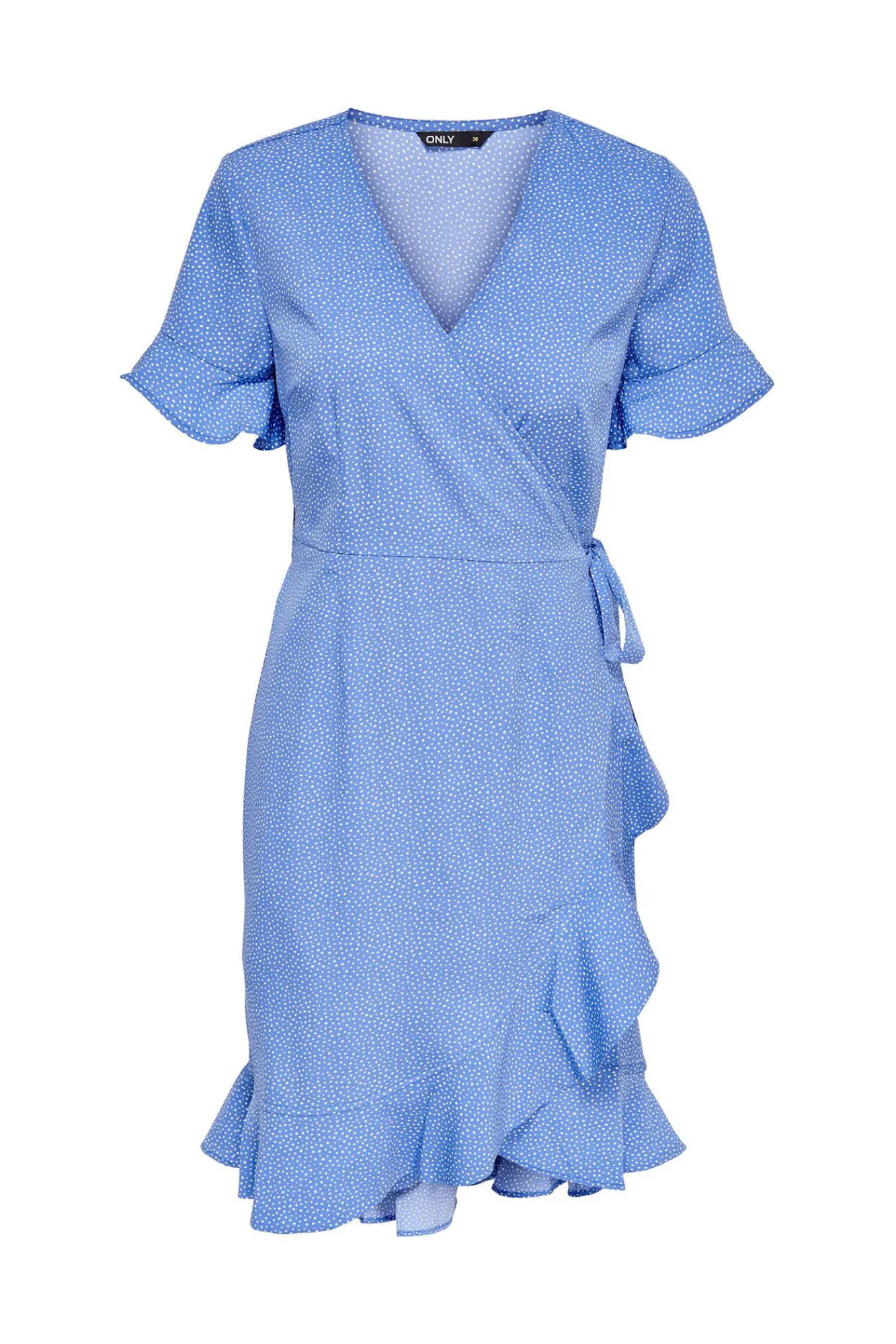 Only Vestido Cruzado Azul Medio Sale