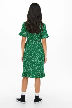 Only Vestido Cruzado Verde Sale