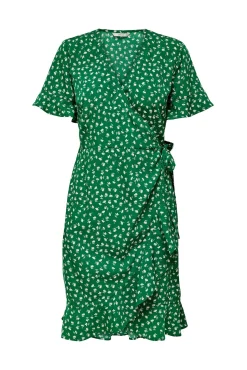 Only Vestido Cruzado Verde Sale