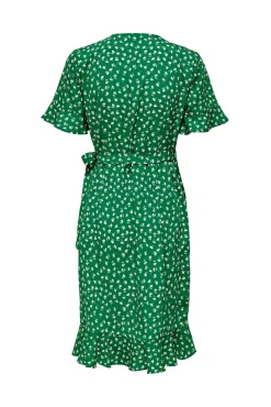 Only Vestido Cruzado Verde Sale