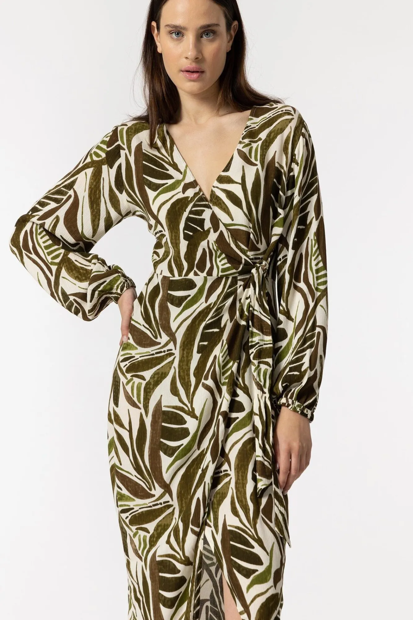 Tiffosi Vestido Cruzado Con Lazo Verde Sale